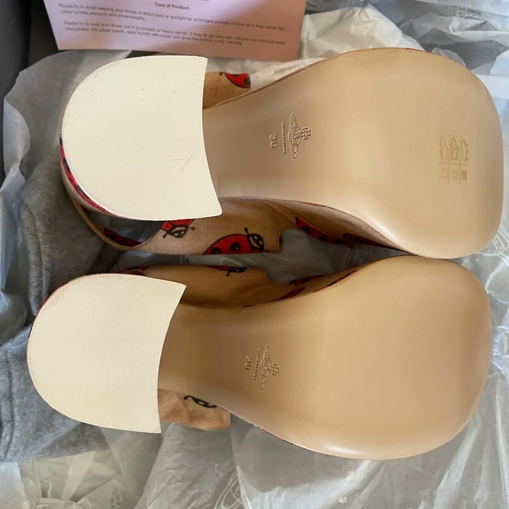 Brand NEW Vivienne Westwood SS17 CORONATION SANDAL LADYBIRD PRINTED CANVAS IT3… - Picture 2 of 16